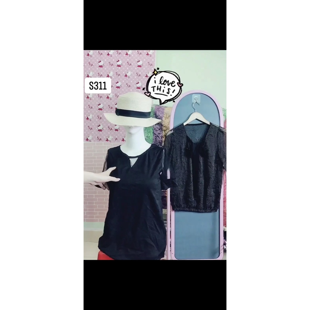 Áo đen trơn phối lưới. S311