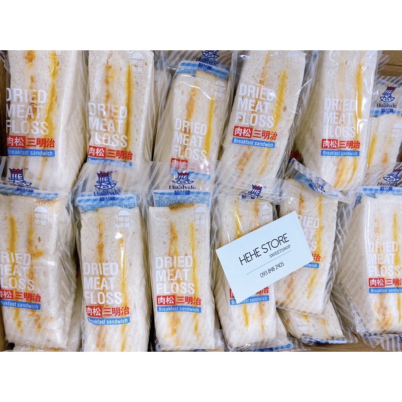 Bánh sandwich ăn sáng : Bông lan &amp; phô mai ruốc
