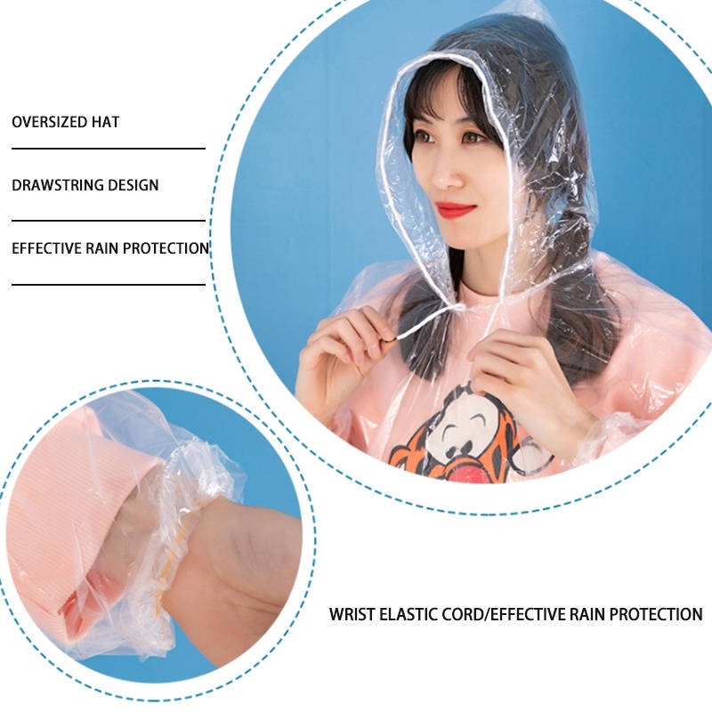 Áo Mưa Dáng Dài Dày Dặn Dùng Một Lần Tiện Lợi Cho Trẻ Em