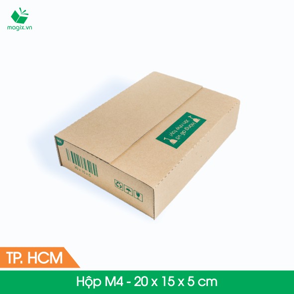 M4 - 20x15x5 cm - 50 Thùng hộp carton đóng hàng + tặng 25 decal HÀNG DỄ VỠ