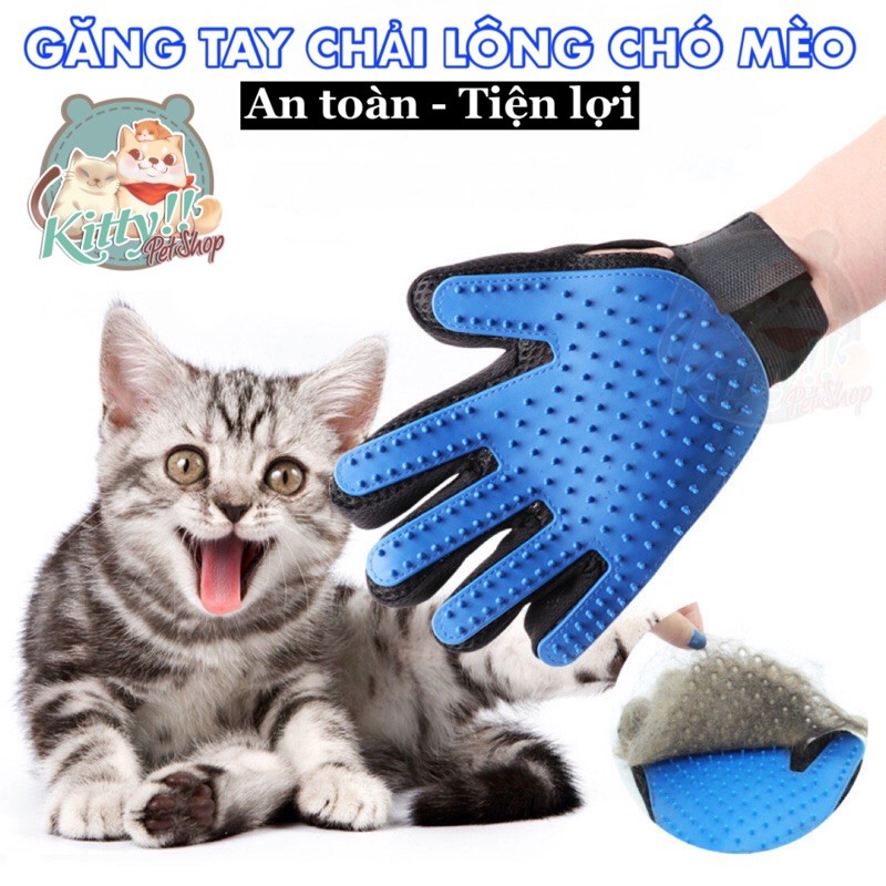 Găng tay lấy lông chó mèo, bàn tay chải lông rụng, tắm cho chó mèo - Phụ kiện cho thú cưng - Kitty Pet Shop BMT