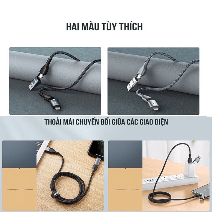 Cáp sạc nhanh đa năng 4 in 1 Remax RC-011 dài 1 mét max 2.4A