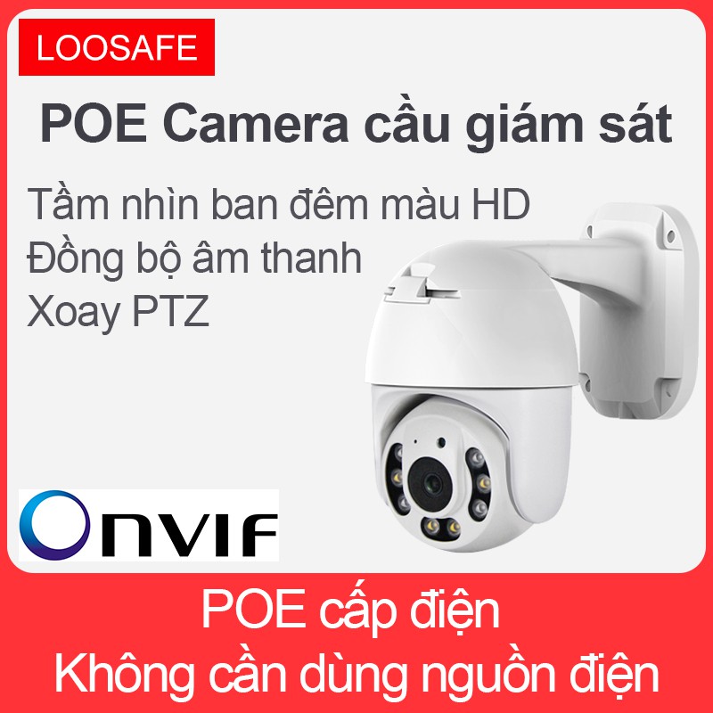 Camera giám sát ngoài trời chống thấm nước POE 5.0MP HD, nguồn điện, xoay 360 độ PTZ