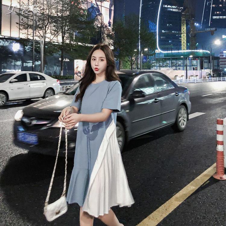 ❒quần áo mùa hè cho bà bầu, vừa và dài. là thời trang váy mỏng phiên bản Hàn Quốc của mẹ bầu sành điệu thun