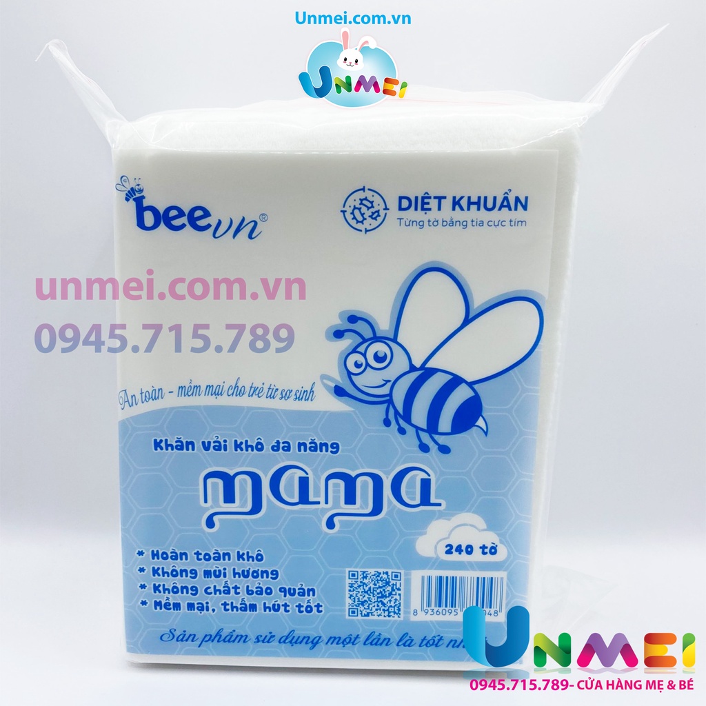 Khăn vải khô MaMa 240 tờ - Vải Dập Nổi 3D - Không Mùi - Kháng Khuẩn