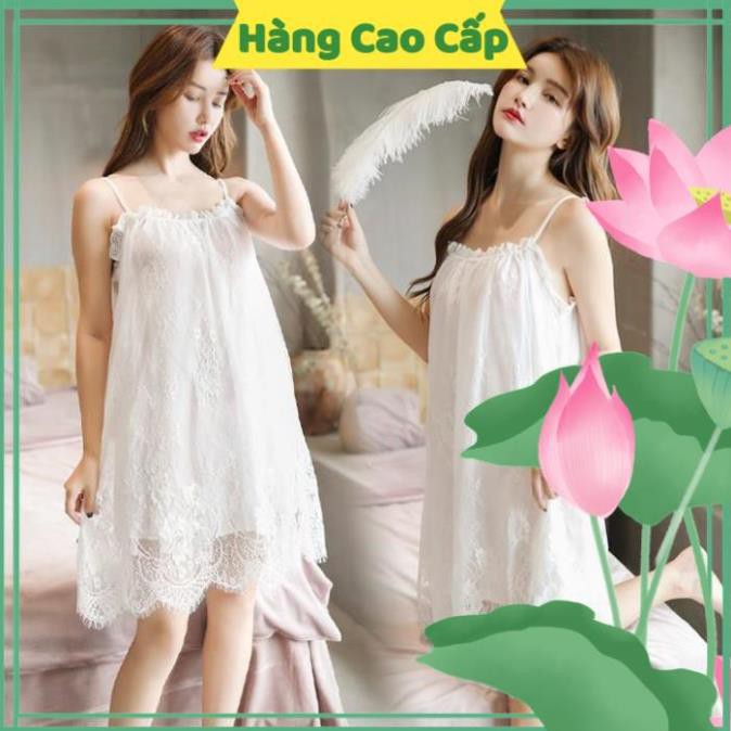 Đầm Ngủ Dễ Thương  Đầm Ngủ Hai Dây Suông Phối Ren Dễ Thương | BigBuy360 - bigbuy360.vn