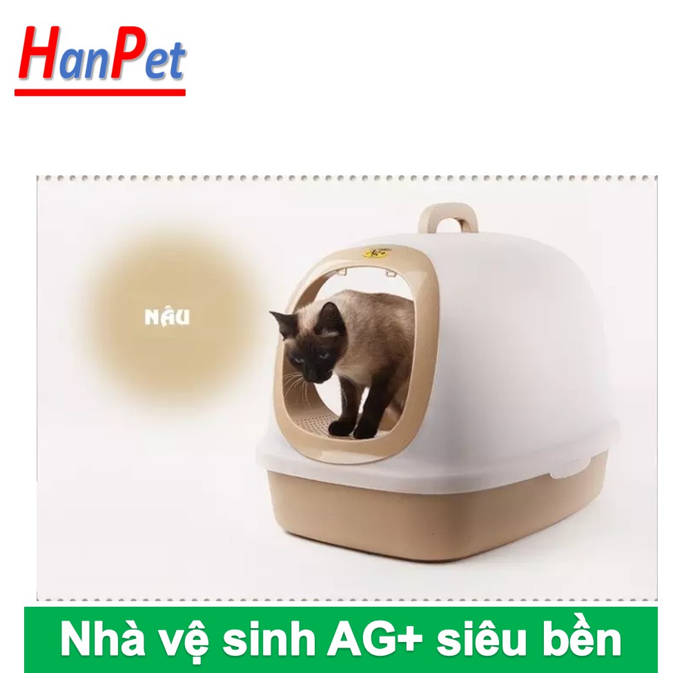 Hanpet.GV- HOT Nhà Vệ Sinh cho Mèo 5 loại Thế hệ mới nắp gập Loại nhà AG+ nhựa siêu bền và loại NVS có lọc khí