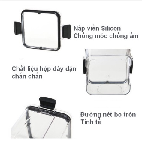 Hộp Nhựa Đựng Thực Phẩm Khô, Hộp Nhựa Đựng Ngũ Cốc Trong Suốt Nắp Kín Chống Ẩm 0402
