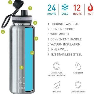 Bình giữ nhiệt inox cao cấp TAKEYA USA (lưỡng tính) 14oz - 415ml, 32oz - 946ml
