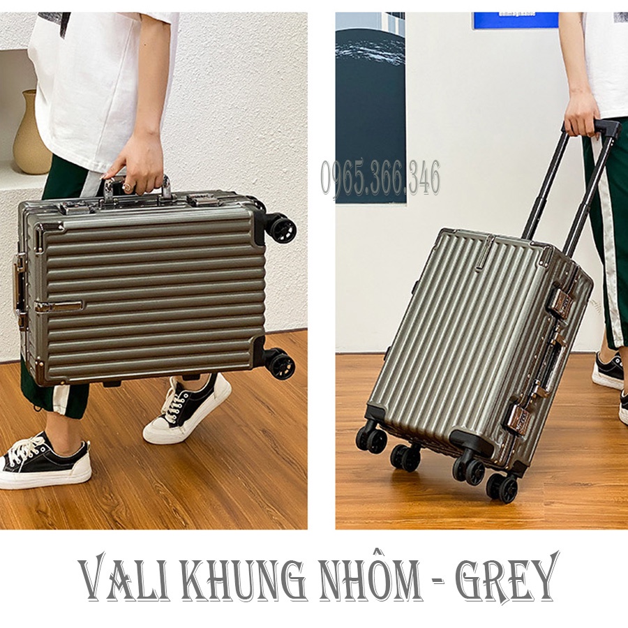 Vali Khung Nhôm Khóa số TSA siêu Hot Màu Xám chì size 20 inch xách tay