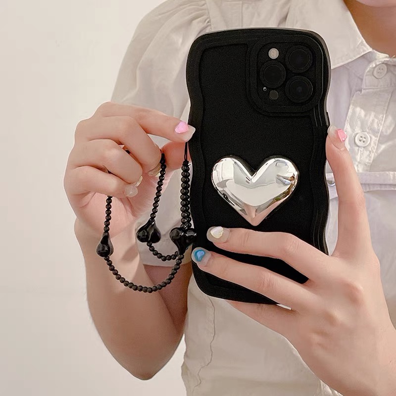 Ốp Điện Thoại Có Dây Đeo Trái Tim Cho iPhone 14 pro max X XS XR XS max 13proamx 11 11 pro 11 pro max 12 12 12 pro 12 pro max