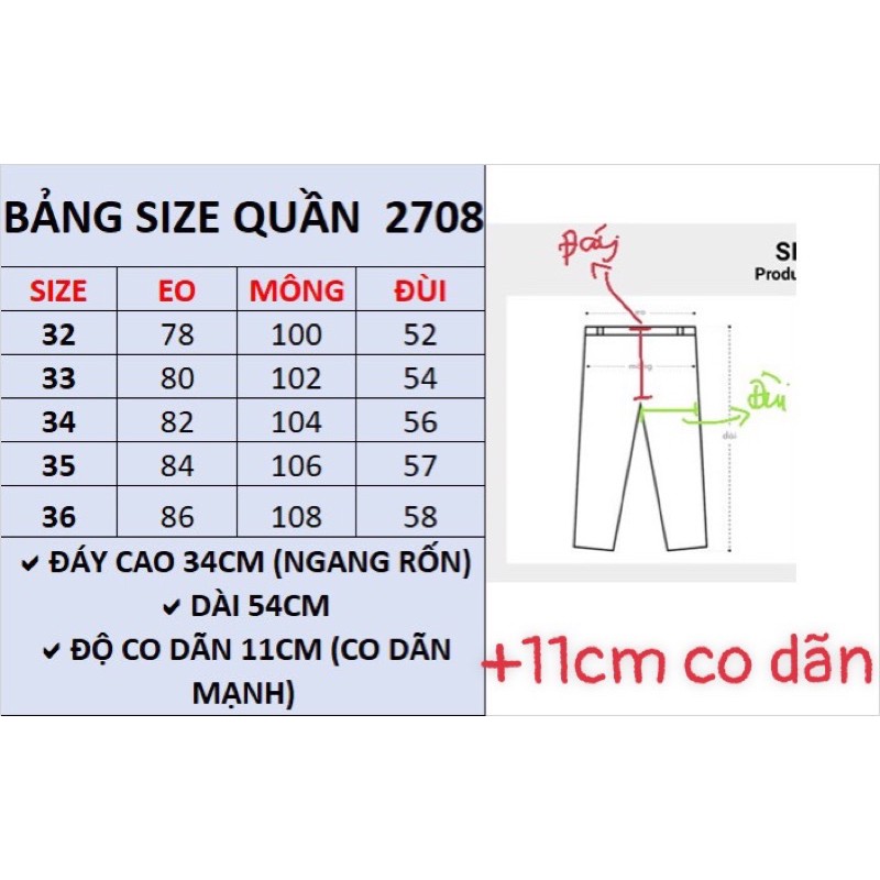 Quần jean ngố / lửng màu đen BIG SIZE lưng cao, co dãn mạnh đẹp 2708