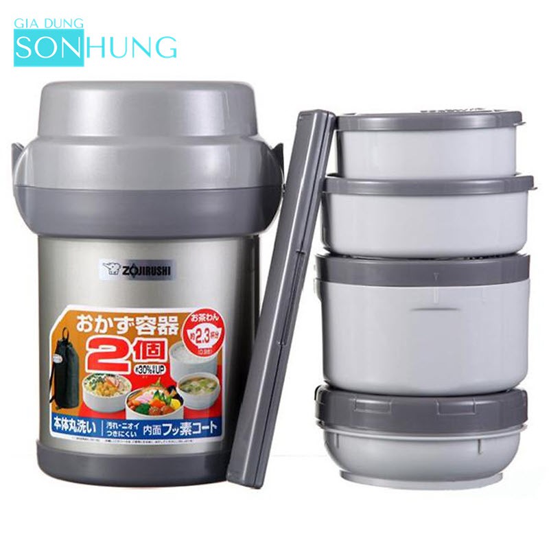 Hộp cơm giữ nhiệt 4 ngăn Zojirushi SL-JAF14-SA dung tích 1.3 lít [Hàng chính hãng] nhập khẩu Thái Lan