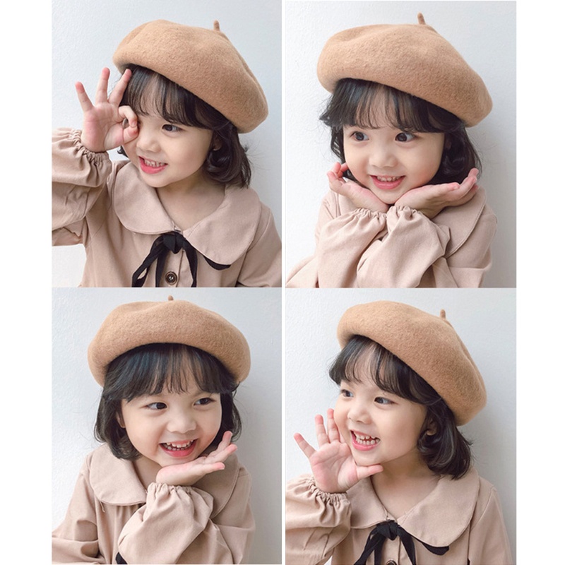 Mũ nồi beret màu trơn phong cách cổ điển cho bé gái 2-8 tuổi