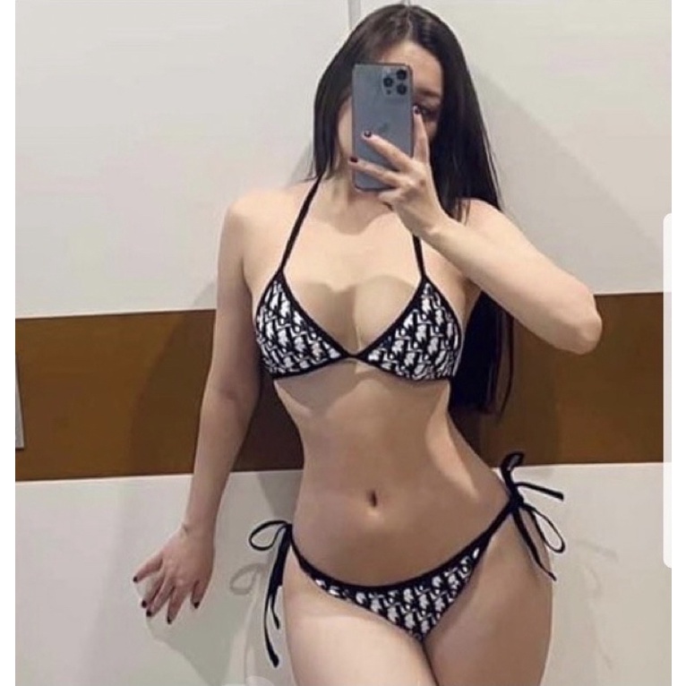 Bikini 2 mảnh tam giác thương hiệu di o viền đen siêu xịn kèm ảnh thật