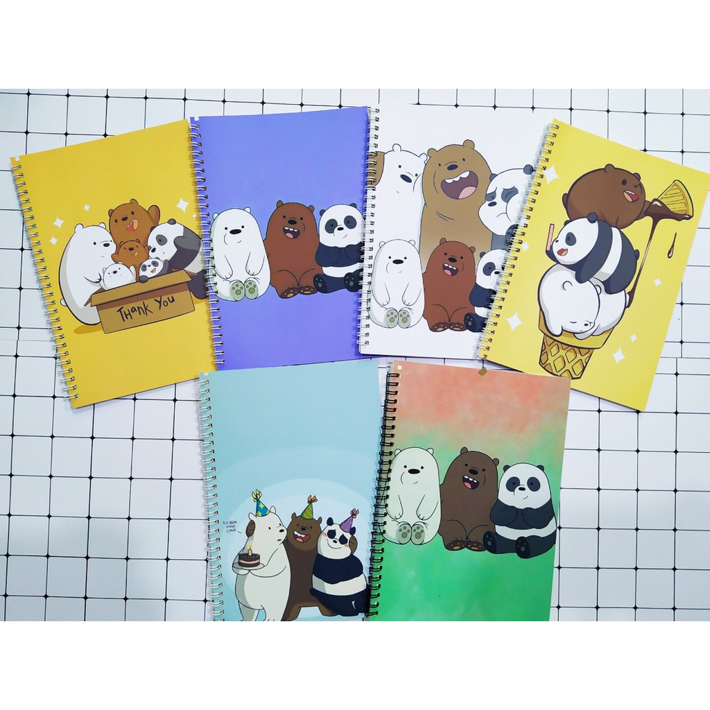 Sổ lò xo 3 anh em gấu bare bear SLI10 60 trang 17x25cm