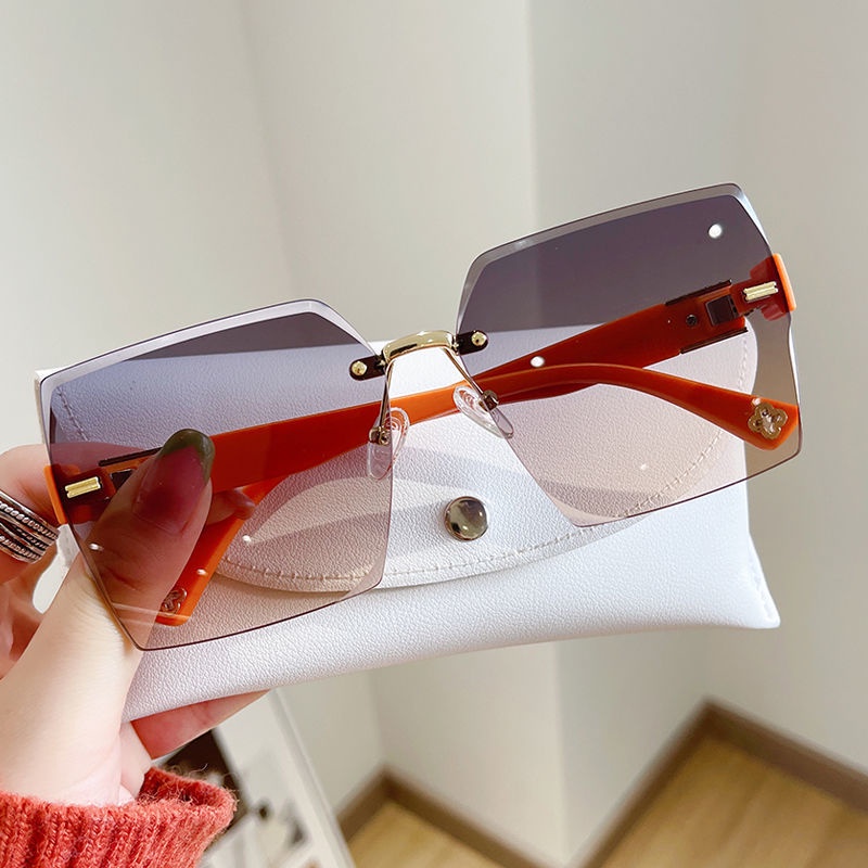 Kính Mát Oversized Không Gọng Màu Sắc gradient Phong Cách Châu Âu Cho Nữ