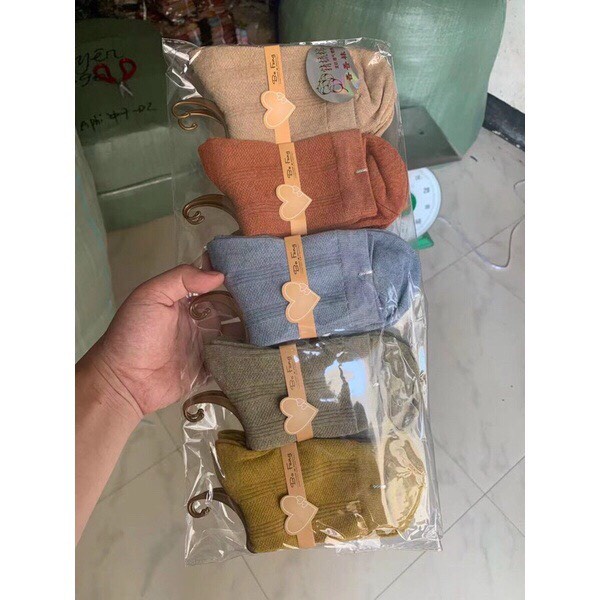Tất Len Gân Vặn Thừng Cổ Cao