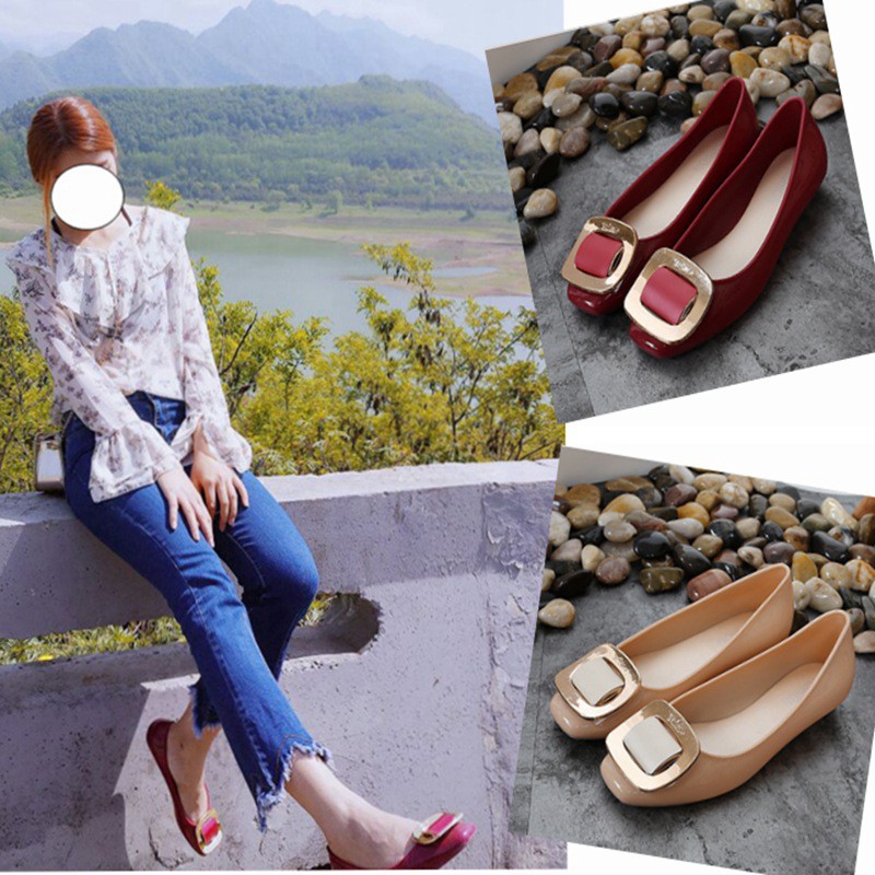 Giày búp bê nhựa đế bệt xinh xắn cho nữ
