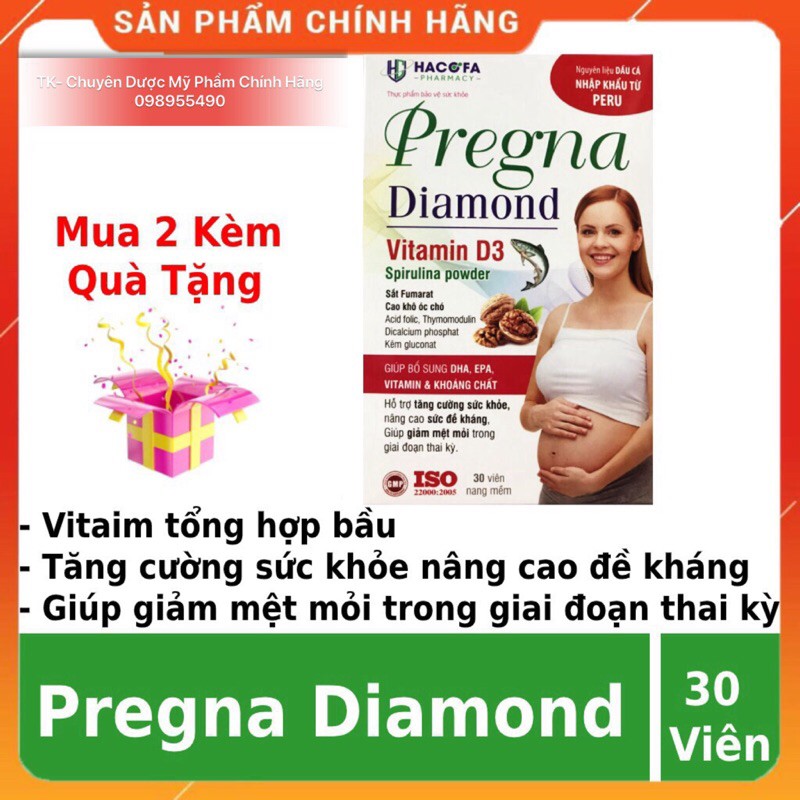 [CHÍNH HÃNG + QUÀ TẶNG ] Vitamin tổng hợp bầu  Pregna Diamond ❤️ cung cấp vita tổng hợp cho bà bầu giúp cơ thể khỏe mạnh