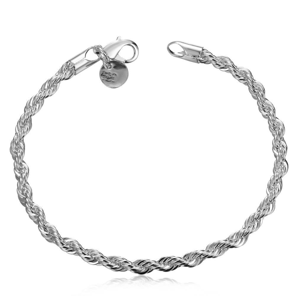 GETNOIVAS (MớI) Vòng Tay Mạ BạC 925 DạNg Dây XoắN ĐộC ĐáO