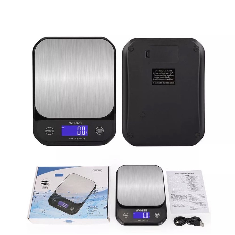 Cân tiểu ly điện tử chịu nước, có sạc lại WH-B28 nhà bếp định lượng 10kg 5kg