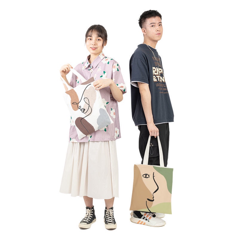 Túi xách canvas họa tiết trừu tượng đơn giản