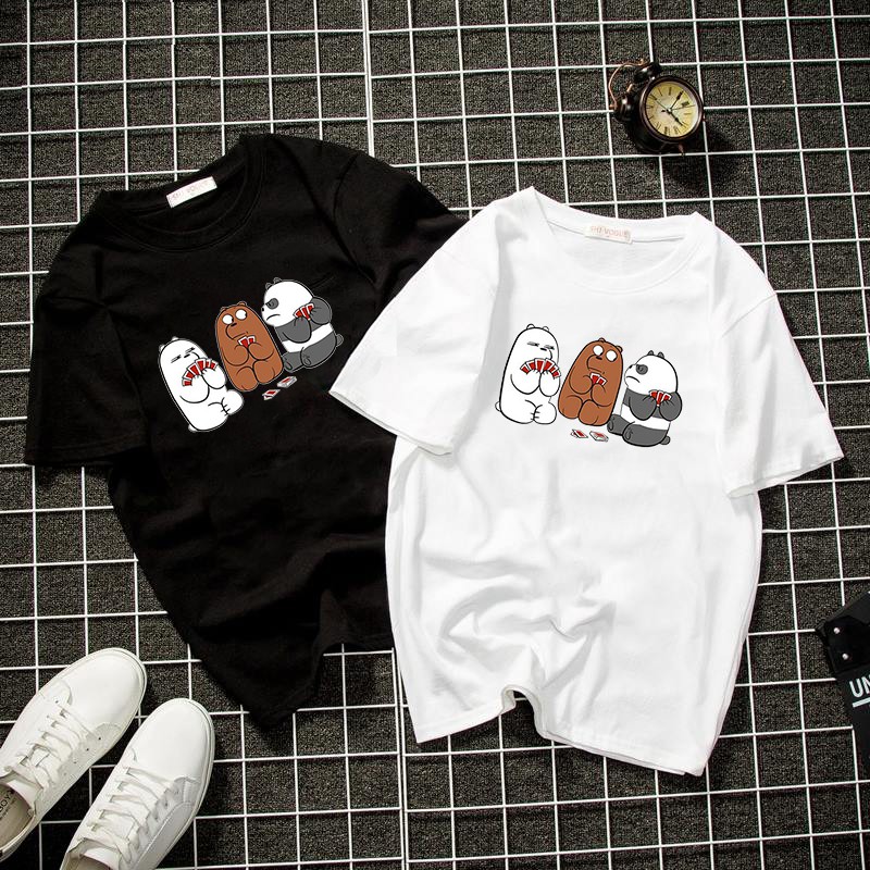 Áo thun unisex form rộng 3 chú gấu đáng yêu thời trang cá tính vải dày mịn 2019T1328