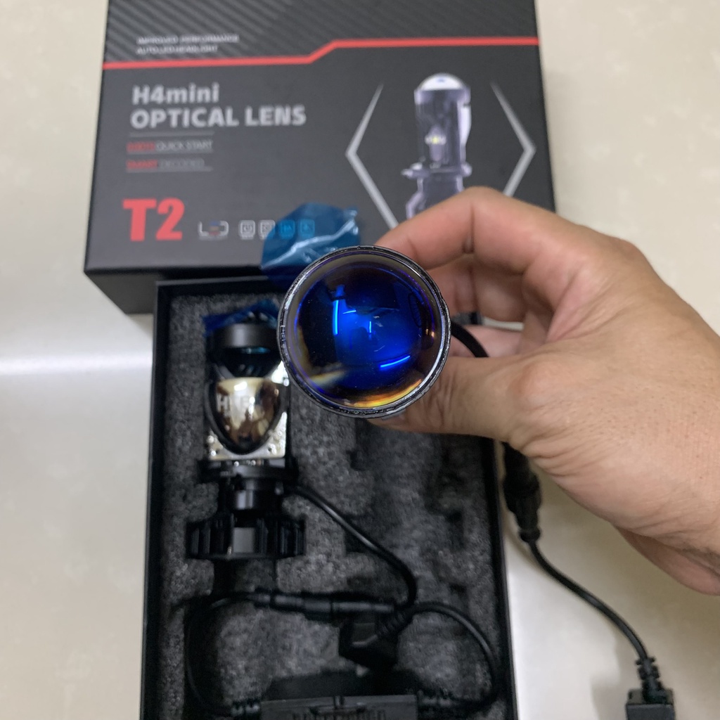 Đèn led bi cầu mini T2Pro chân H4 12V-24V tăng sáng cho ôtô, xe máy, ledbimini