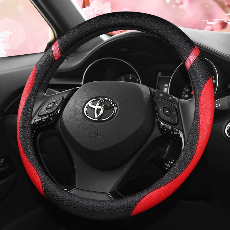 Vỏ Bọc Vô Lăng 38cm Bằng Sợi Carbon Cho Toyota Vios Yaris Camry Corolla Altis Mark X Crown Rav4