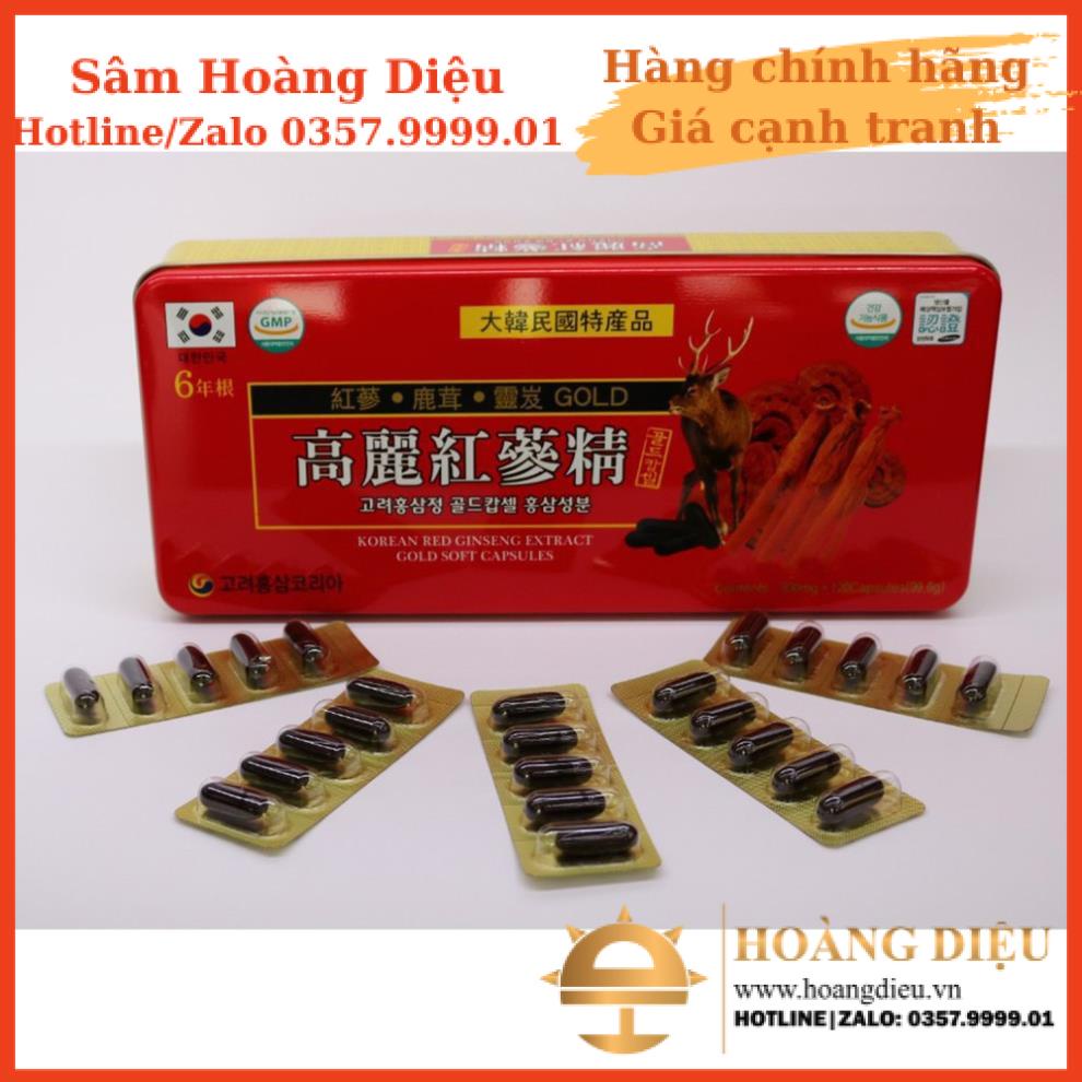 Sâm Hoàng Diệu - Viên Đạm Tổng Hợp Hồng Sâm Nhung Hươu Linh Chi Đỏ Gold 120 viên