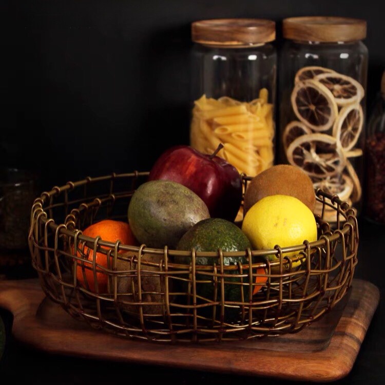 Rổ Sắt Decor Đựng Trái Cây Bánh Mỳ Hành Tỏi Vintage Châu Âu