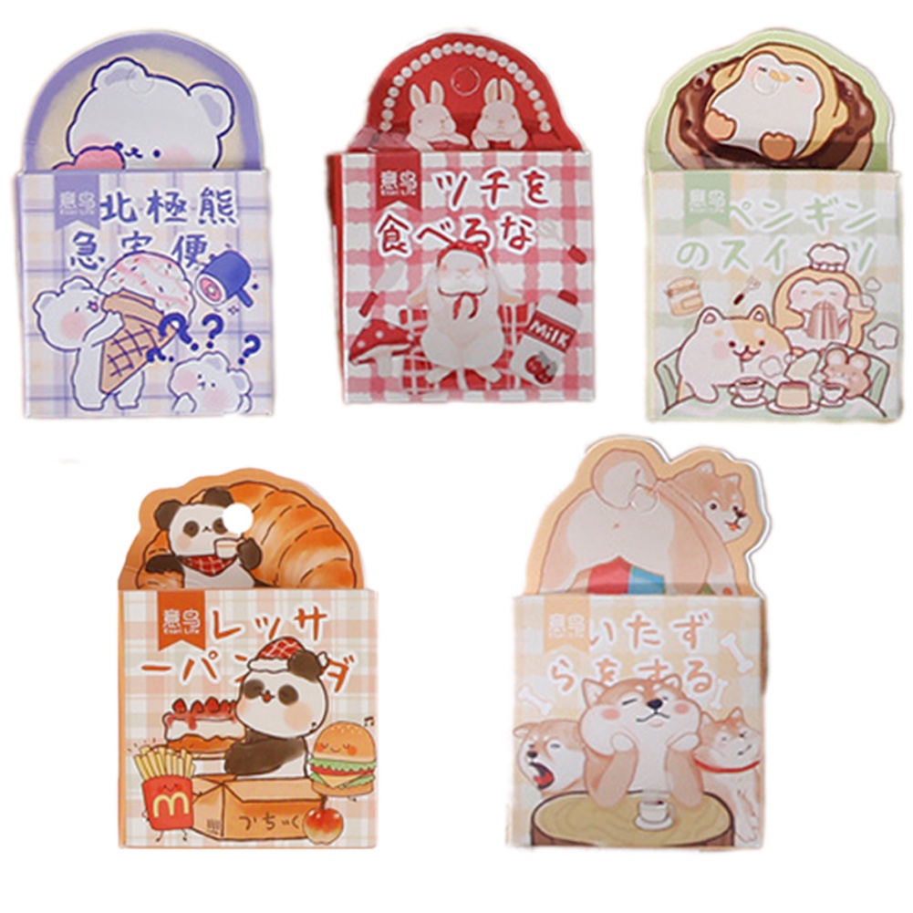 Set 45 miếng dán trang trí nhật ký hình động vật dễ thương