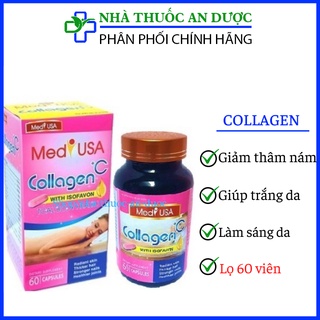 Viên uống Medi Usa Collagen +C trắng da, chống lão hóa, giảm thâm nám, giảm tàn nhang – Hộp 60 viên.