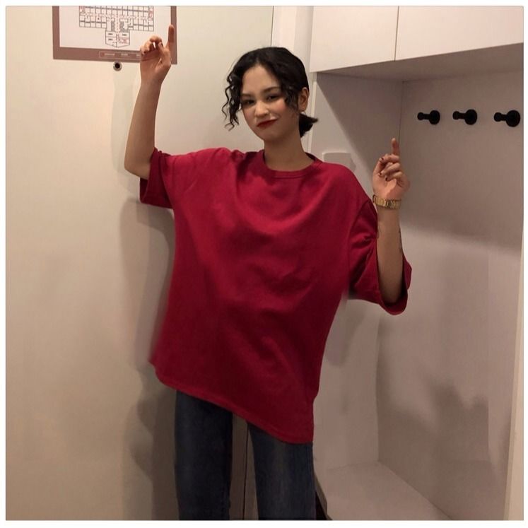 Áo thun 100% cotton nam nữ ngắn tay dáng rộng thụng phong cách Hàn Quốc thời trang năng động có bigsize