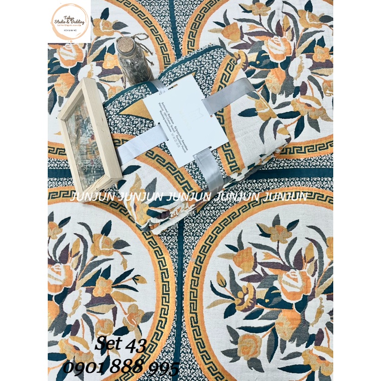 N12_Set Chăn Ga Gối vải Xô Organic cotton dòng cao cấp