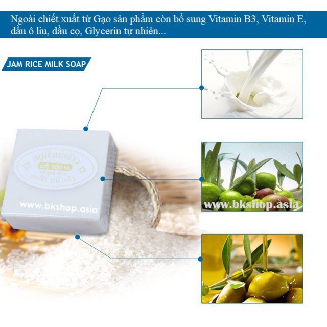 Xà Phòng Cám Gạo, Xà Bông Cám Gạo Trắng Da Thiên Nhiên - Soap Vuông Jam Thái Lan 80g - Habala Shop | BigBuy360 - bigbuy360.vn