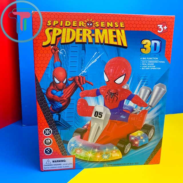 Xe đồ chơi, xe đua siêu nhân Spider Man người nhện, xe tự di chuyển, xe có nhạc và đèn nhiều màu