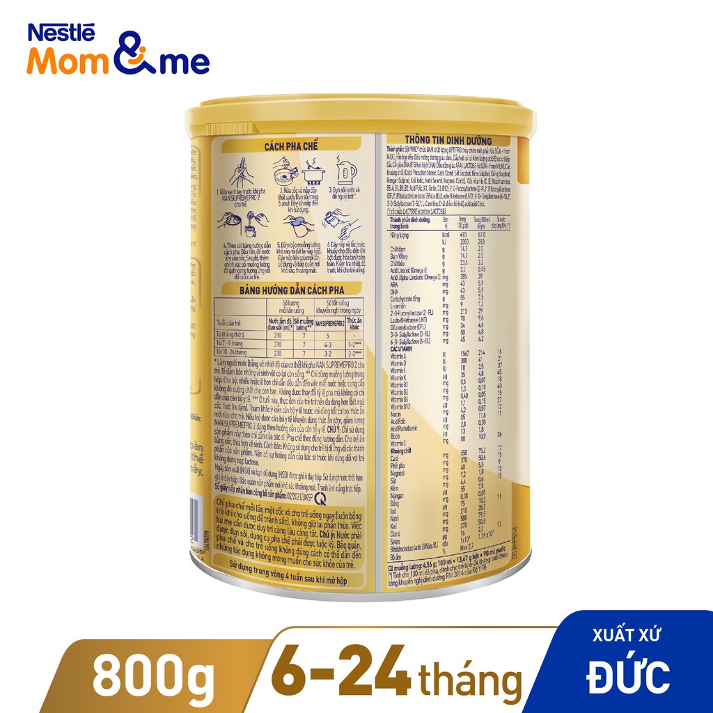 Sữa dinh dưỡng công thức Nestlé NAN SUPREMEPRO 2 5HMO lon 800g