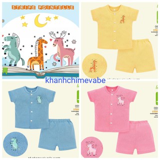 LULLABY 2020 - Bộ cài giữa cộc tay cotton vân thoáng bé trai, bé gái mềm mịn chính hãng