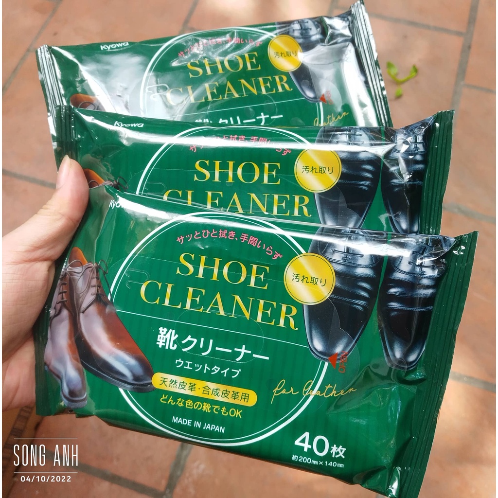 Gói 40 tờ giấy ướt làm sạch giày da, túi da, đồ da Kyowa- nội địa Nhật Bản