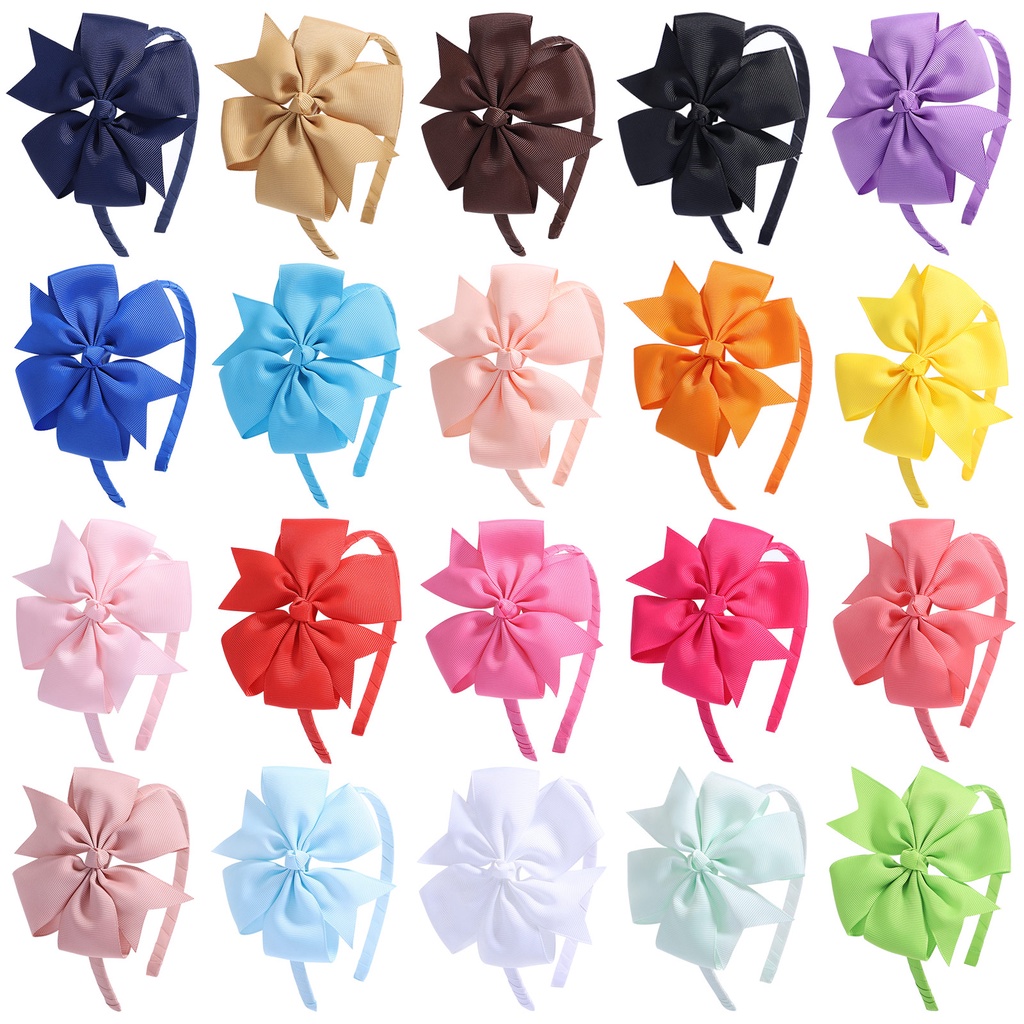 Cài tóc bé gái KIDSBOWS 4.5 inch đính nơ màu trơn thời trang