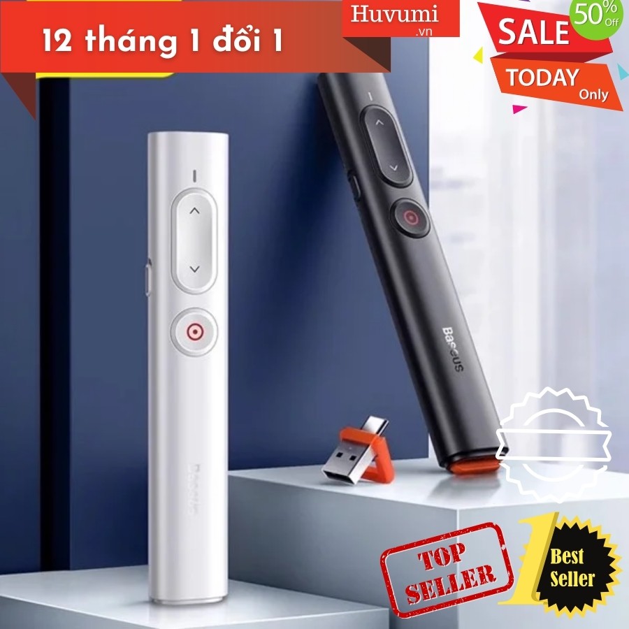 Bút trình chiếu thông minh Baseus Orange Dot PPT Wireless Presenter cho Macbook/Windows/ Android - LV893