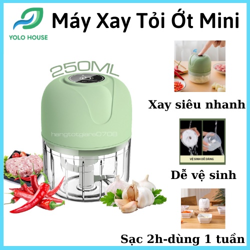 Máy Xay Mini Tỏi Ớt Cầm Tay 250ml Sử Dụng Cổng Sạc USB Siêu Tiện Lợi, Máy xay tỏi ớt mini đa năng sạc điện mẫu mới 2021