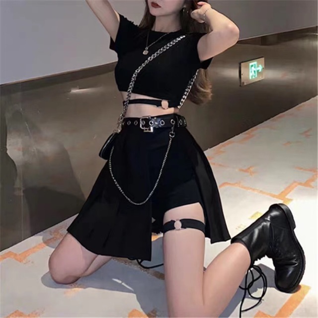 Set chân váy kèm belt dây xích Ulzzang style🌸 Hàng Quảng châu