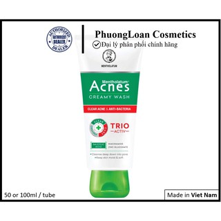 Sữa rửa mặt MENTHOLATUM Acnes CREAMY WASH Clear Acne & Anti-Bacteria Trio-Aciv
