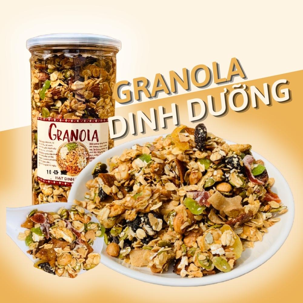 Granola ăn kiêng siêu Hạt và Quả không đường 500g Thiên Đường Ăn Vặt, Ngũ cốc giảm cân Hạnh Nhân, Hạt điều, Yến Mạch