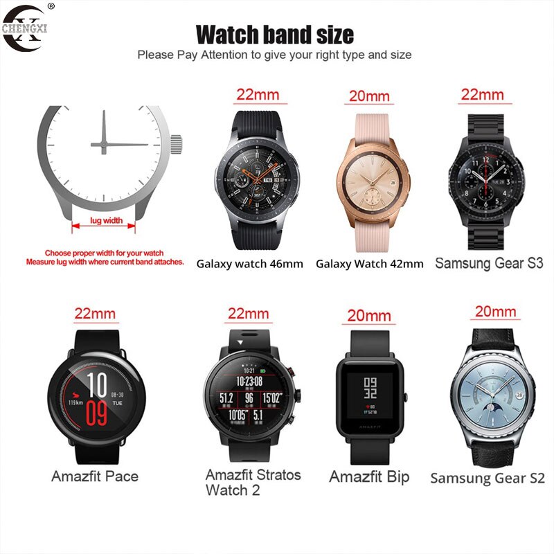 Dây Da 20mm 22mm Thay Thế Cho Đồng Hồ Samsung Galaxy Watch Active2 42 46mm Gear S3 Huawei Gt2 18mm 24mm