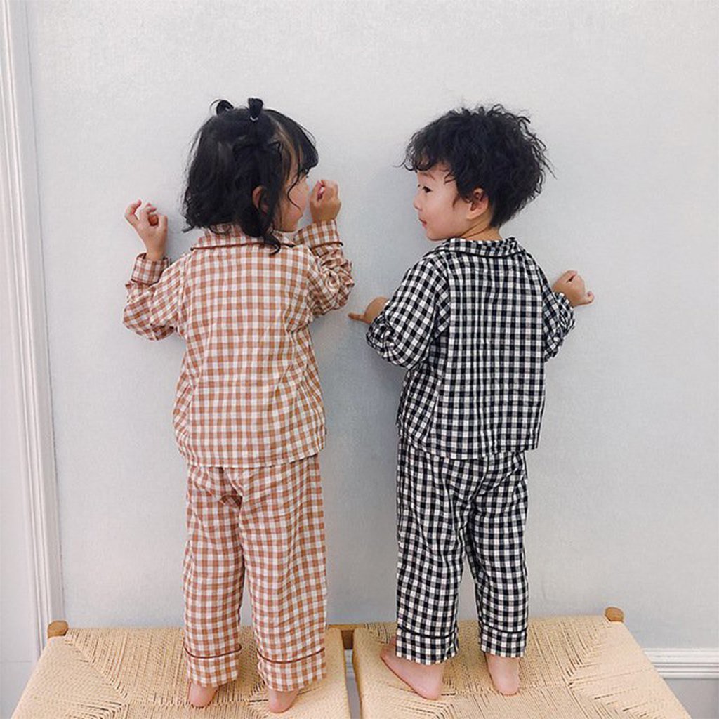 Bộ Pijama kẻ Dài tay cho bé trai, bé gái. Quần áo đồ ngủ dành cho bé tư 6-20kg_KANGMIN KIDS