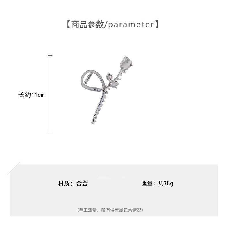 Kẹp Tóc 11cm Hình Hoa Hồng Kim Loại Màu Bạc Phong Cách Hàn Quốc Cá Tính Dành Cho Nữ